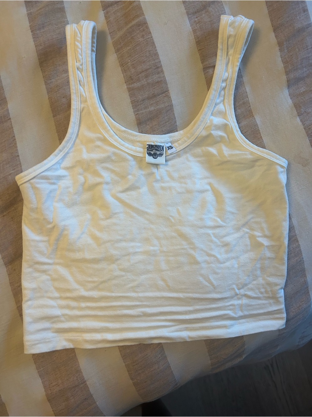 Jungmaven White Ribbed Tank Crop Top